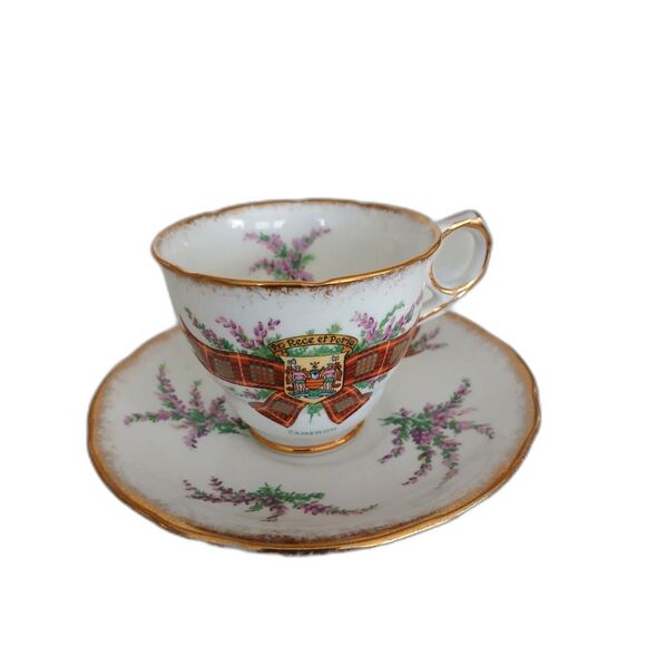 Royal Stafford Cameron Clan Tartan Crest Teacup & Saucer Gold Trim Scotland - Picture 5 of 5